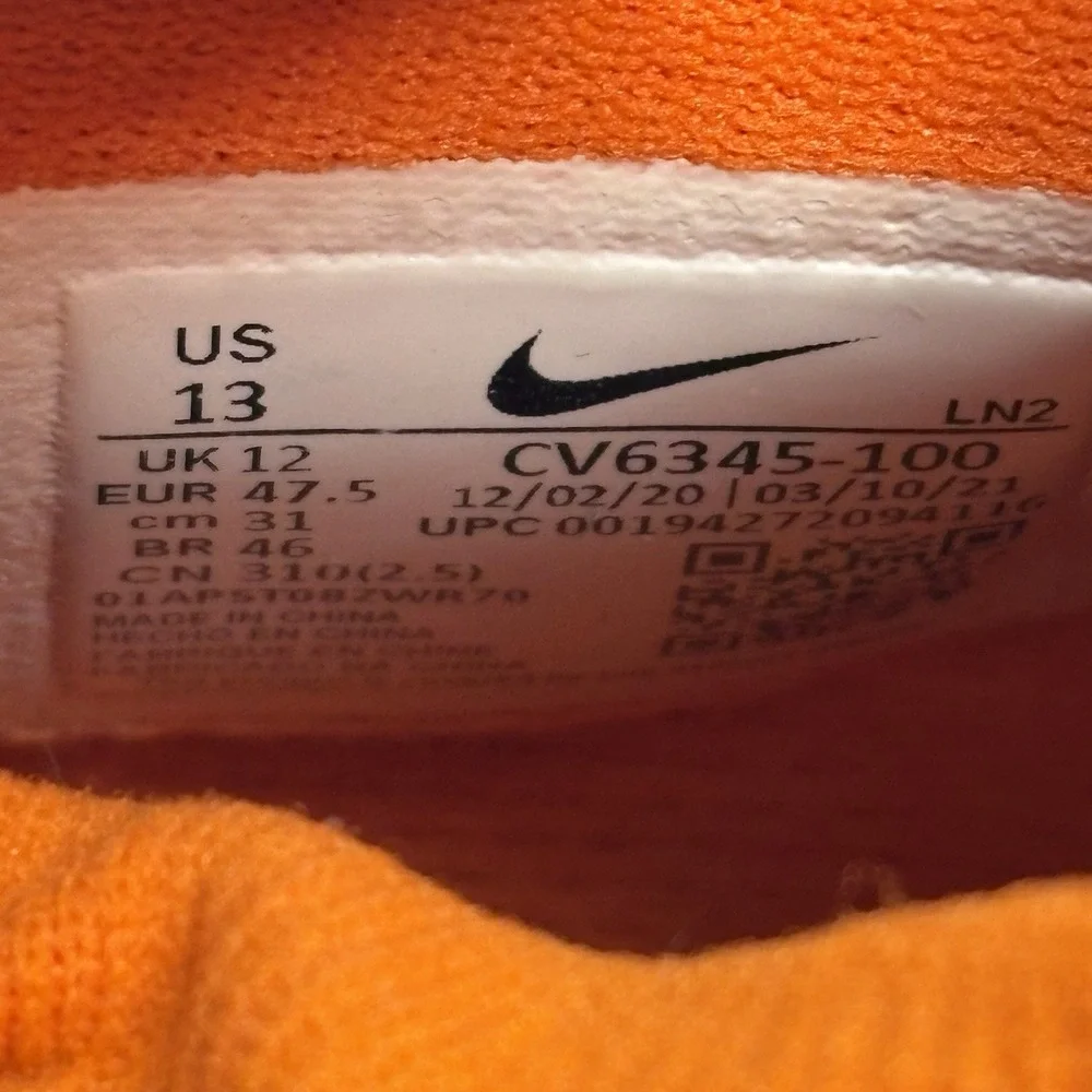 Nike Vapor Edge Pro 360 Football Cleats Mens US 13 White Orange CV6345-100